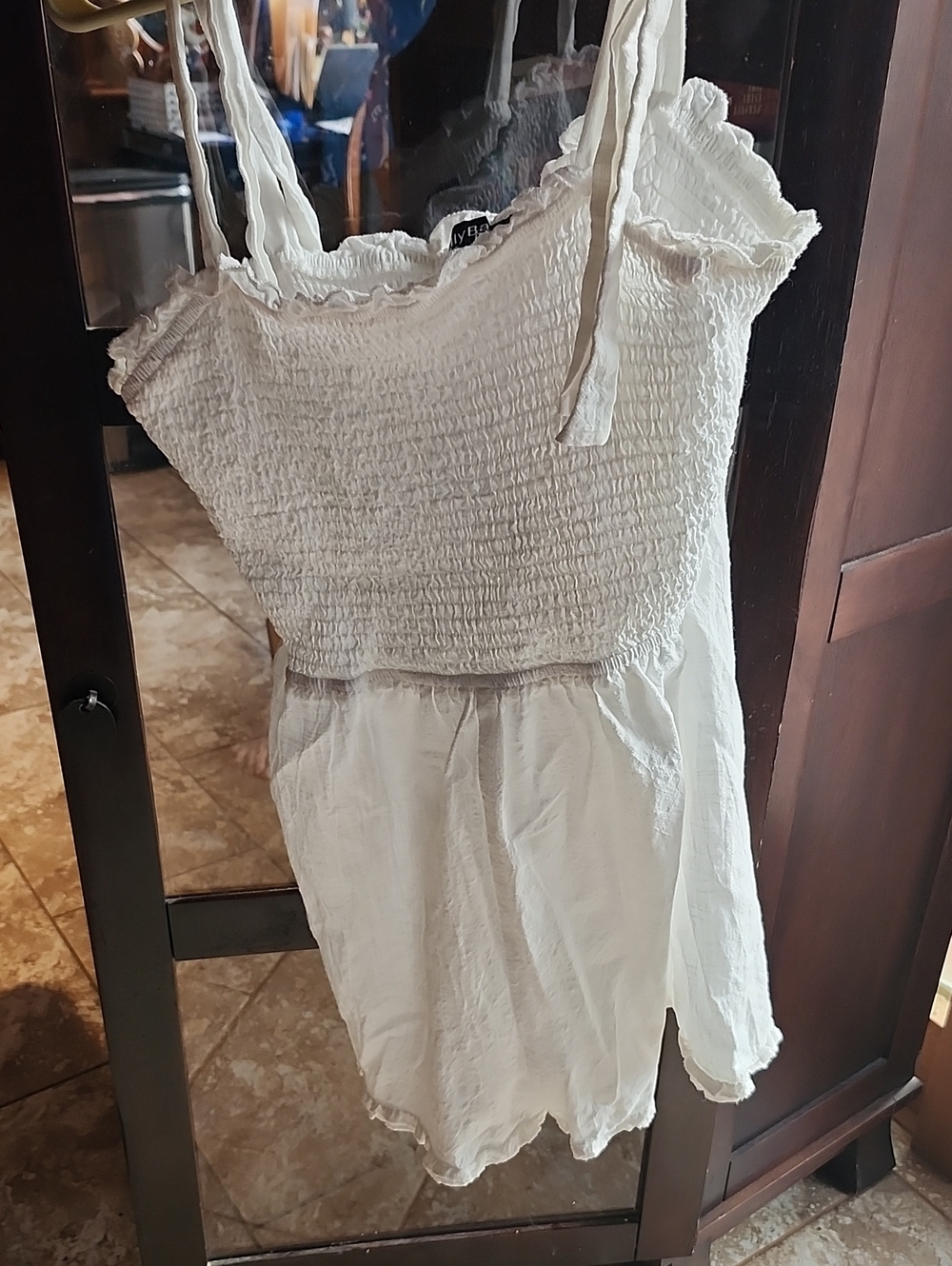 Women’s White Smocked Jumpsuit